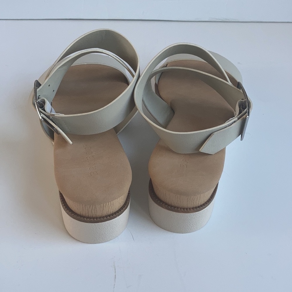 Eleanor Bamboo neutral wrap sandal cream colored buckle - Picture 6 of 13
